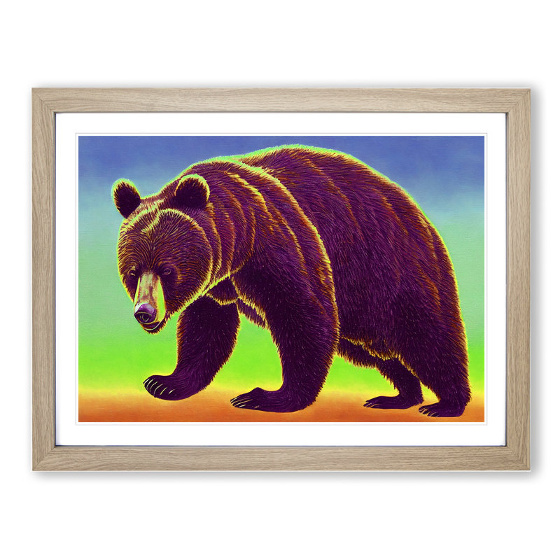 Favourable Bear - Single Picture Frame Print, 46cm H x 64cm W x 2cm D, Oak Framed