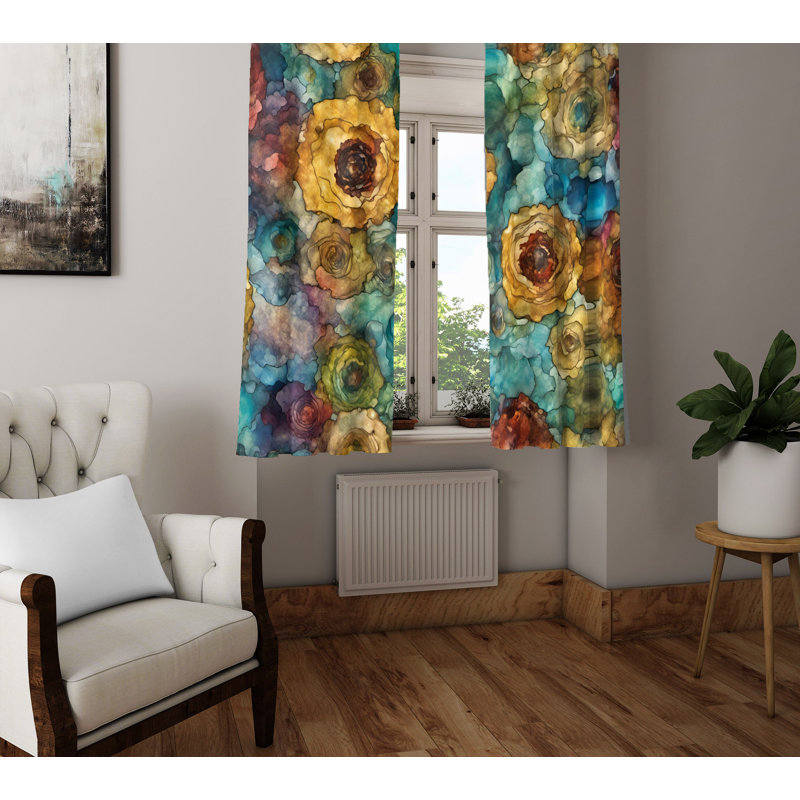 Paire de rideaux semi-transparents en polyester Aureli, L 56 po x L 78 po