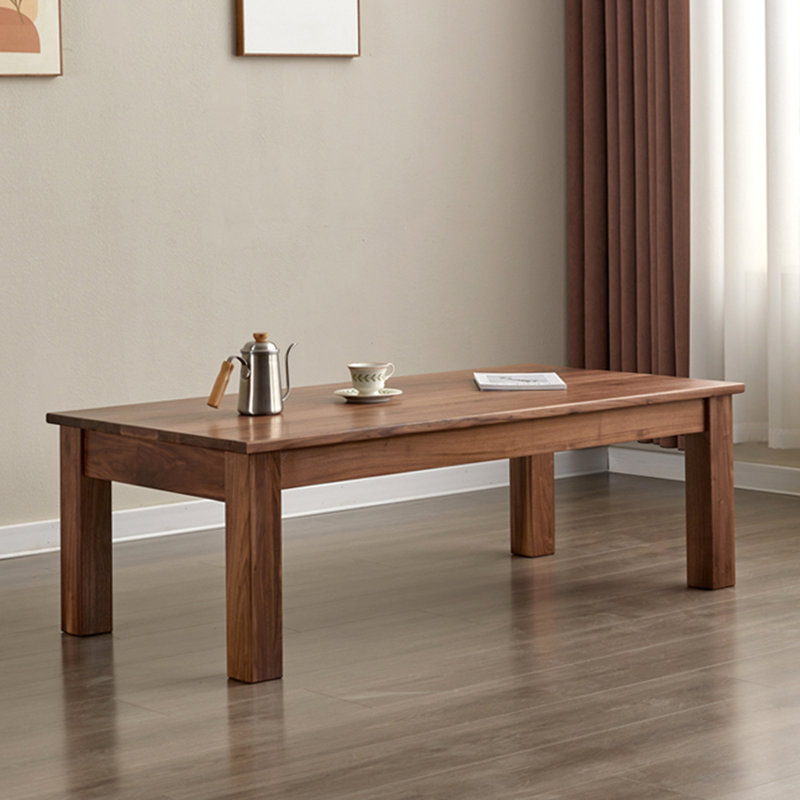 Table basse rectangulaire en bois massif, H 17,7 po x L 47,2 po x l 23,6 po, Noyer foncé