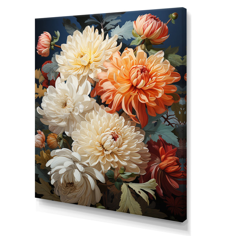 Collage d'automne Yareily Chrysanthemums I, H 20 po x l 12 po x P 1 po, Toile tendue
