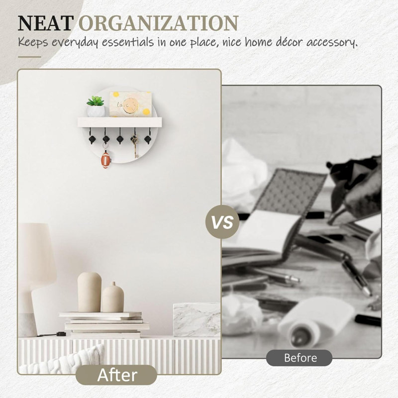 Manufactured Wood Wall Organizer, White