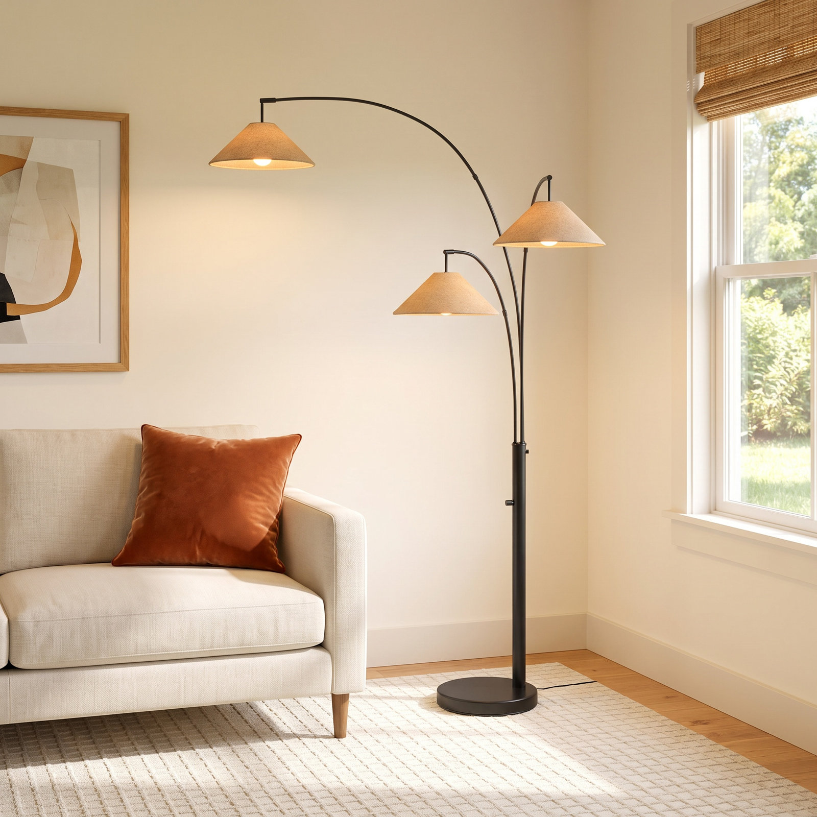 Braxton 86'' Floor Lamp, Light Brown, Dark Bronze