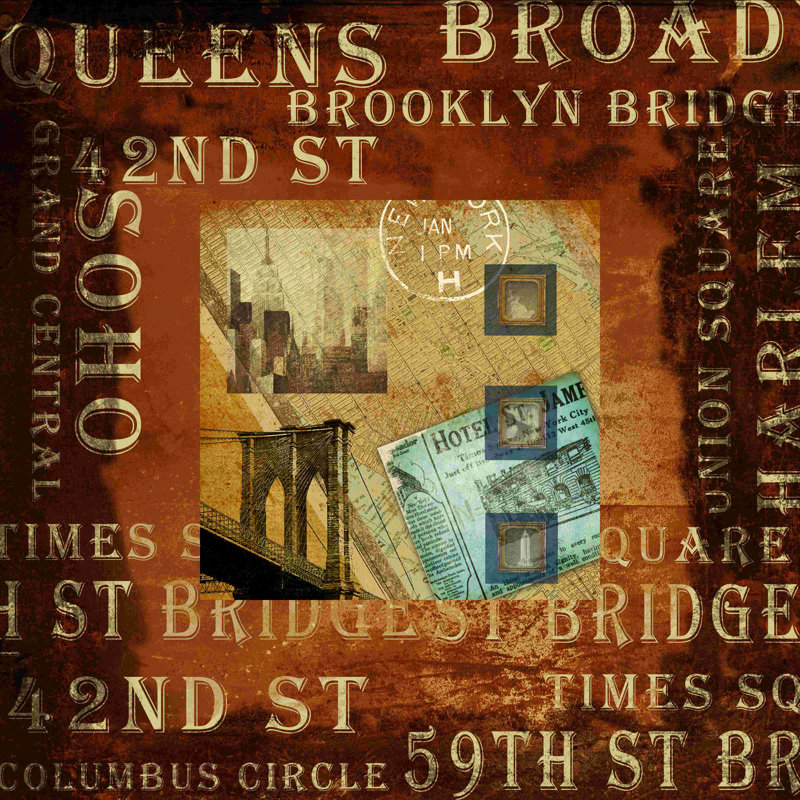 Brooklyn Collage Mat - reproduction d'art sur toile tendue, L 20 po x H 20 po