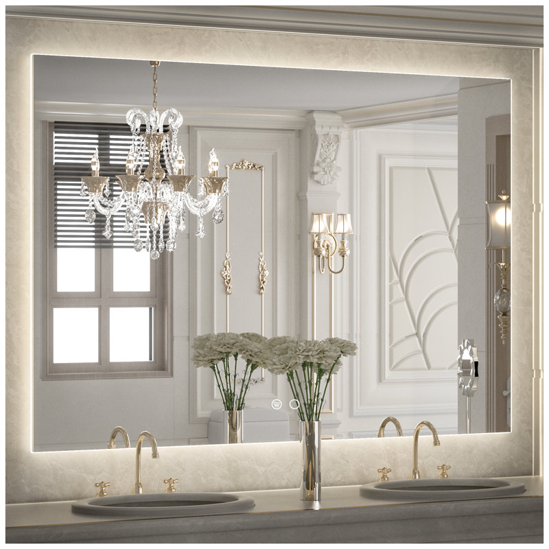Chrisna LED Backlit Frameless Lighted Bathroom Vanity Mirror Wall Mirror 3 Color Adjust Dimmable Anti Fog, 32" x 40"