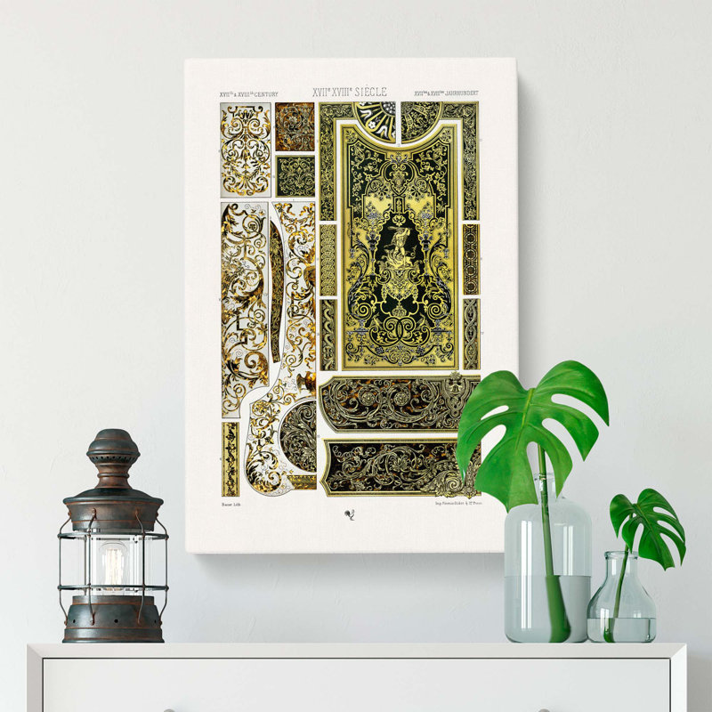 17th And 18th Century Pattern With Scrolls And Birds by Albert Racinet - Wrapped Canvas Print, 60cm H x 40cm W x 3cm D