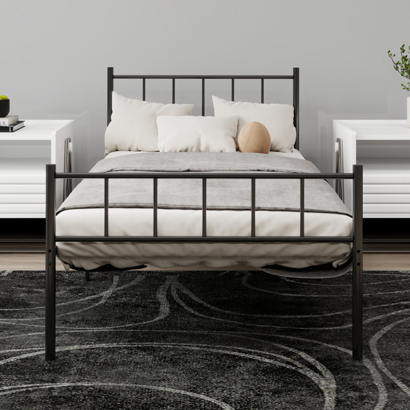 Base de lit plateforme en métal, Twin, Black