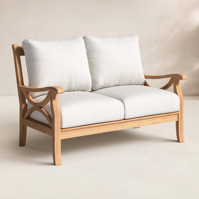 Brunswick 52'' Wide Rectangle Teak Loveseat with Cushions
