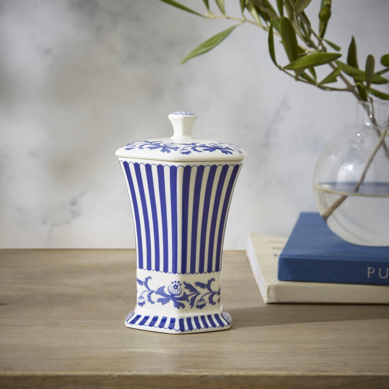 Spode Blue Italian 5.2" Vase - Cobalt BlueWhite Steccato