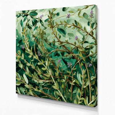 Art mural sur toile vert thym botanique