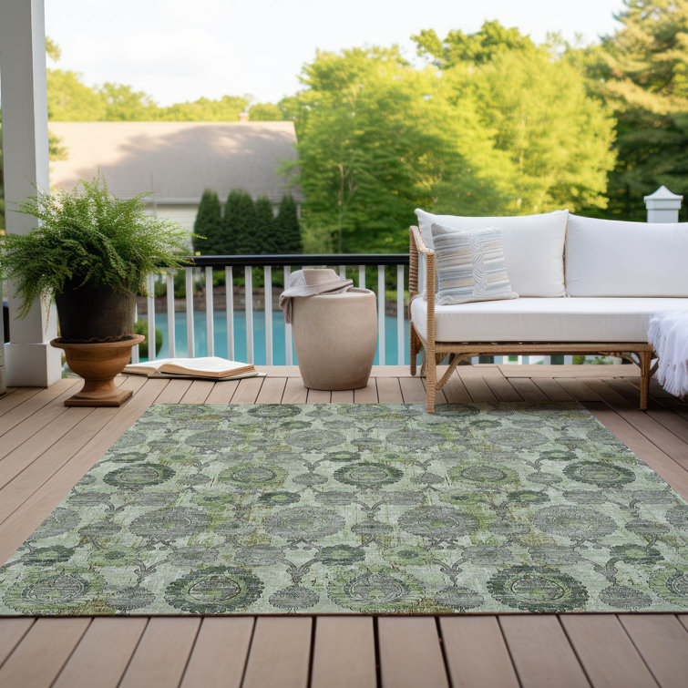 Malchow Washable Damask Indoor / Outdoor Rug