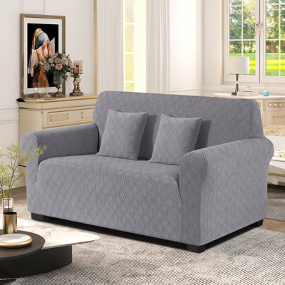Wald 2 Seat Stretch Jacquard All Seasons Sofa Slipcovers 1-Piece Couch Sofa Covers With 2 Pillow Cover