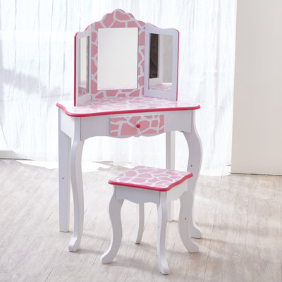 Gisele Teamson Kids Wooden Giraffe Print 2-pc. Play Vanity, White