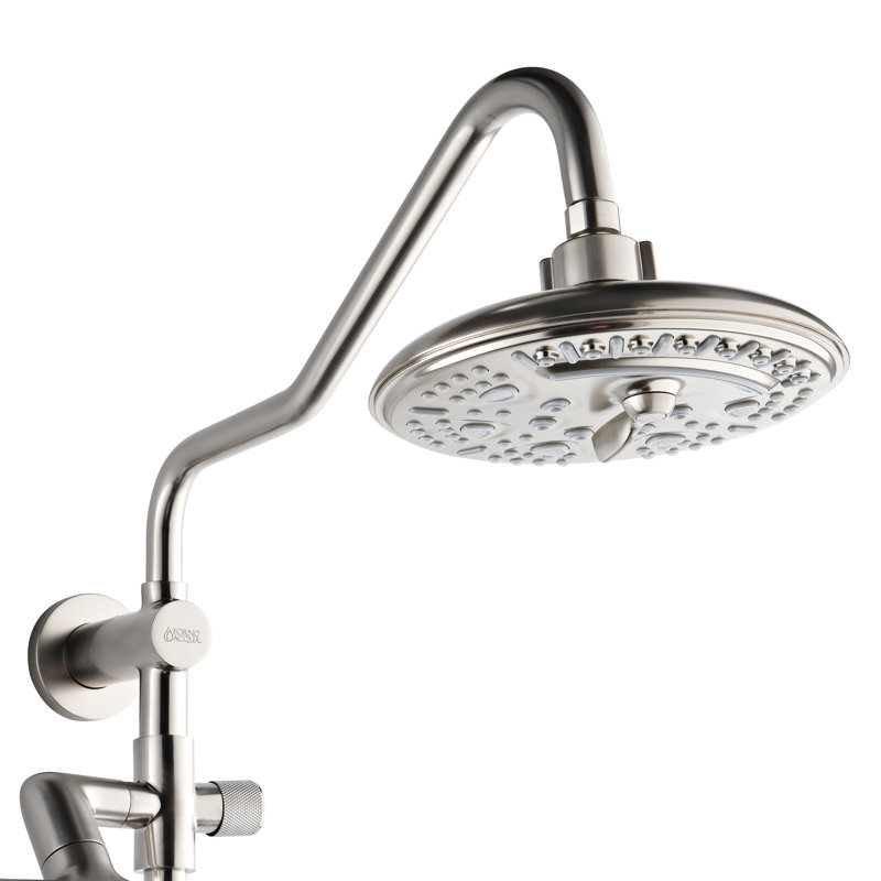 FORNO ACQUA AcquaFALL Shower, Brushed Nickel Finish, Overhead Rainfall Shower, 7 Function Diverter, Handheld Shower Head, Body Jets, 2.5 GPM Flow Rate
