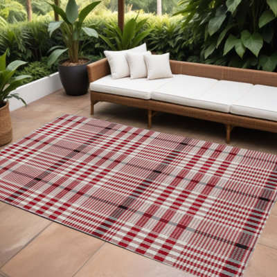 Tapis intérieur lavable à carreaux rouge 9 'X 12'