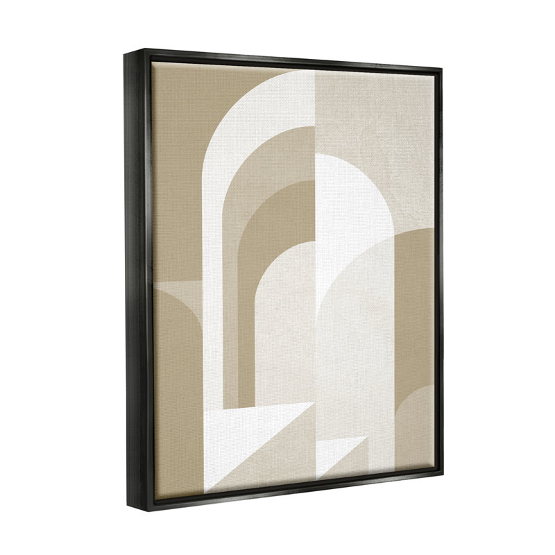 Toile abstraite beige encadrée par Lil 'Rue, Cadre flottant noir de jais, H 31 po x l 25 po x P 1,7 po