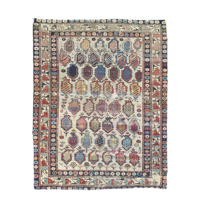 Tapis unique en laine noué à la main brun / orange / beige de 8 pi x 10 pi