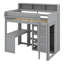 Lit mezzanine simple en bois avec bureau sous le lit et garde-robe-641316488