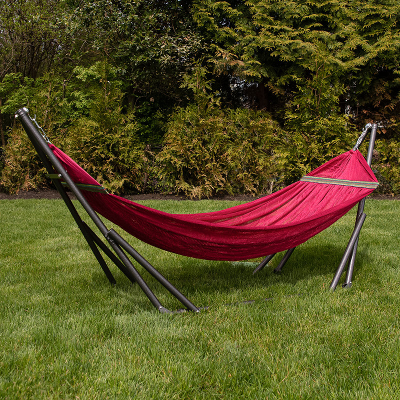 Govan Portable Camping Hammock with Stand, Red, 116" L x 33"W x 39" H