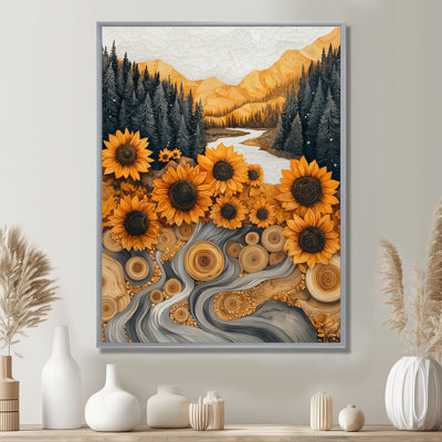 Drae Autrum Sunflowers Field Into The Woods III - Tournesols, reproductions encadrées