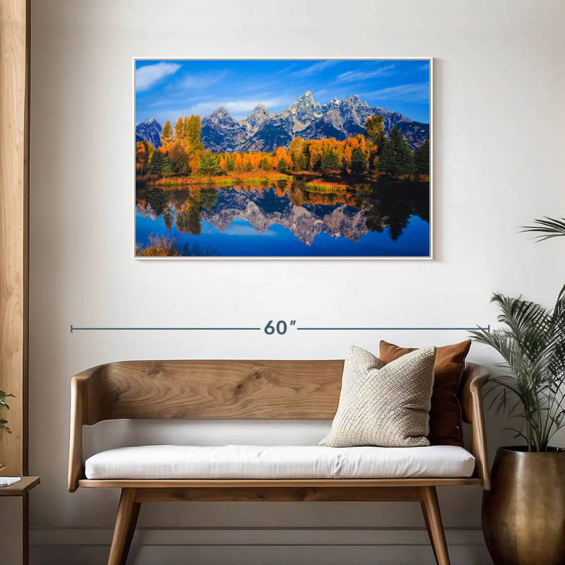 Feuillage doré Grand Teton, Cadre flottant blanc, 43 po x 29 po