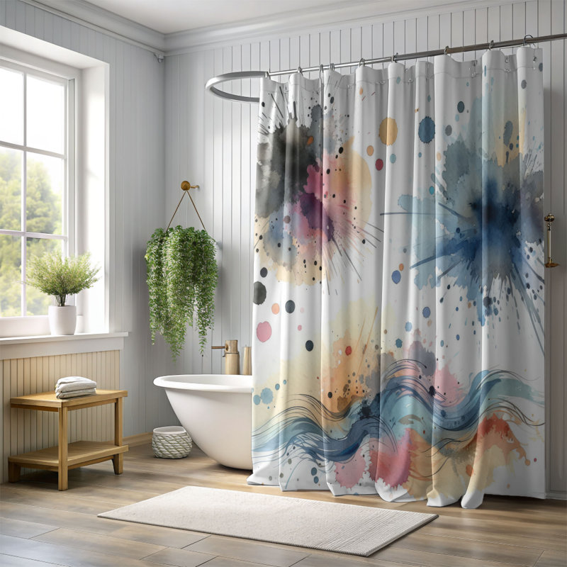 Rideau de douche 1 pièce Colorful Brush Strokes, H 74 po x l 71 po