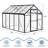6×8 ft or 6×10 ft Walk-In Greenhouse with Polycarbonate Panels and Aluminum Frame, Outdoor Garden Planting Greenhouse with Roof Vent-121544023-121544018