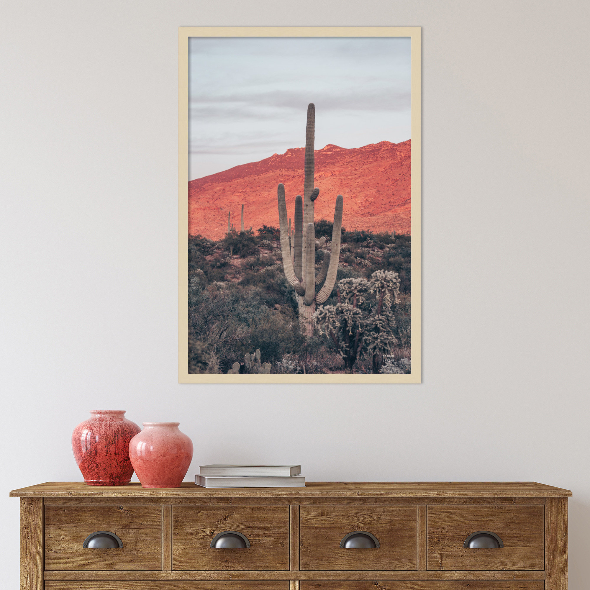 Sunsets And Saguaros by Nathan Larson, Brown, 33" H x 23" W x 1" D