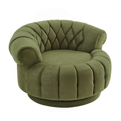 Fauteuil d'appoint pivotant à 360 °, fauteuil pivotant, demi-tonneau, fauteuil club rond pour le salon et la chambre à coucher, vert