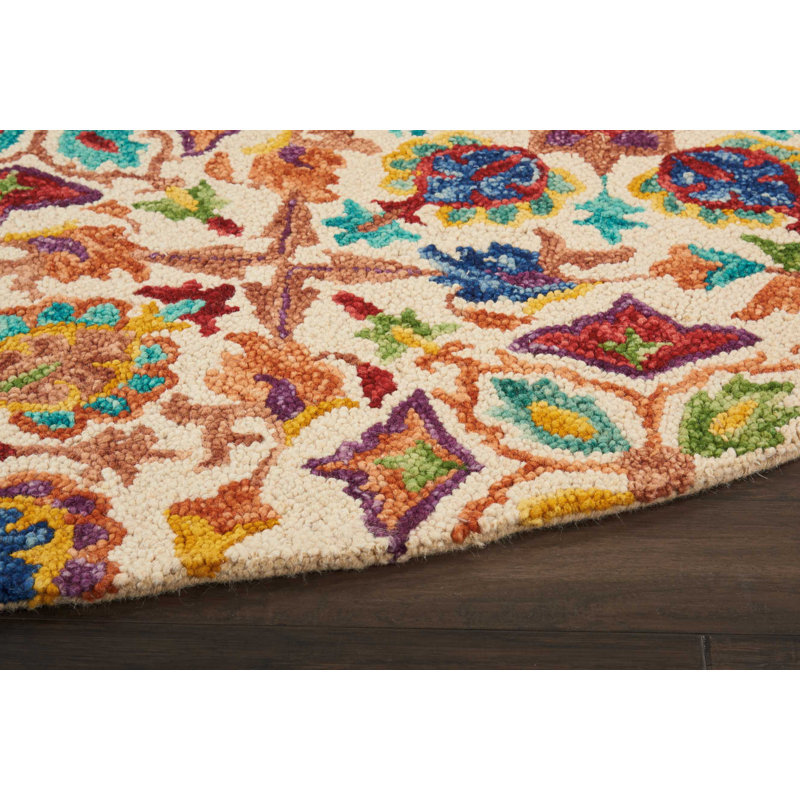 Geil Wool Geometric Indoor Rug, Round 8'