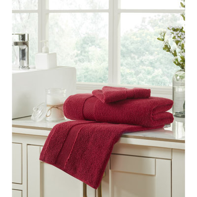 Splash 100% Cotton Zero Twist Towel Set, Bath Towels, Hand Towels & Washcloths, 550 GSM Soft Absorbent Towels for Bathroom, Spa & Daily Use, OEKO-TEX Certified, 4 Pack, Red