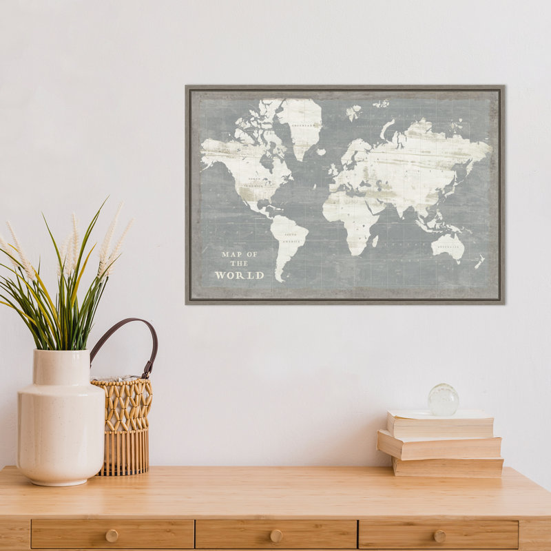 Carte du monde ardoise par Sue Schlabach-Floater, reproduction d’art sur toile