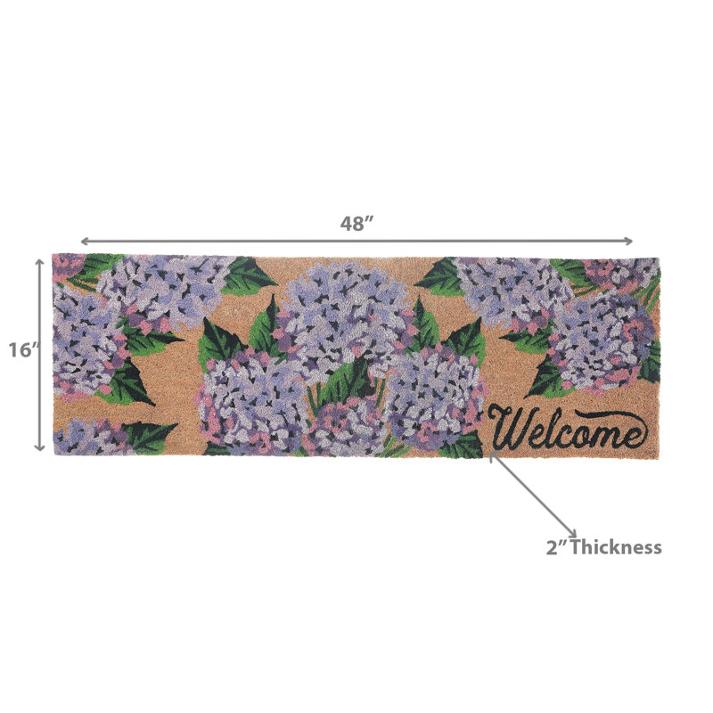 Tapis de porte d'intérieur Hyrangea Welcome, L 16 po x L 48 po