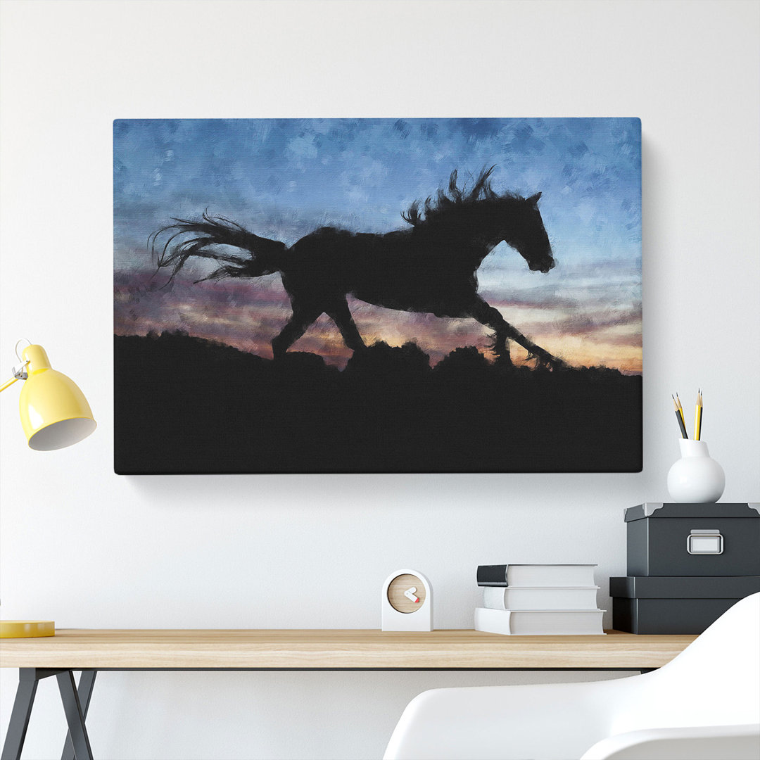 Wild Horse At Sunset Vol.1 - Wrapped Canvas Print