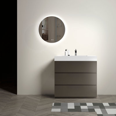Meuble-lavabo sur pied 36 po avec lavabo, grand meuble-lavabo autoportant avec rangement pour salle de bain moderne, lavabo sans drain ni robinet, pré-assemblé