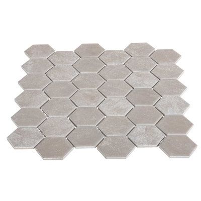 Porcelaine hexagonale 2 po gris moyen 2 po / 20 feuilles / 19,698 pieds carrés / boîte