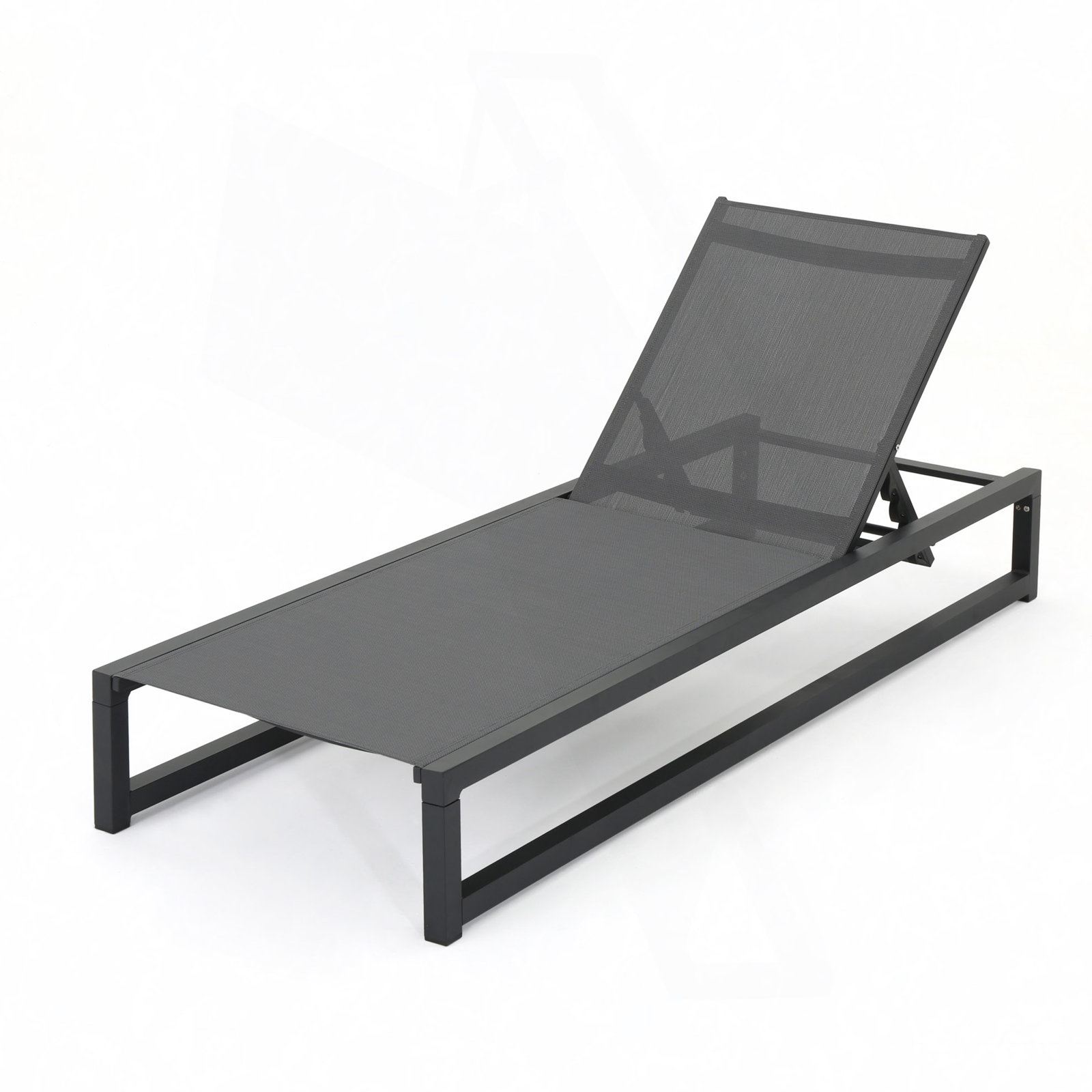 Lindenberg 26.5'' Outdoor Aluminum Chaise Lounge, Black/Gray