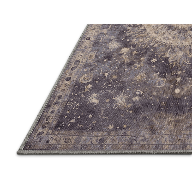 Machine Washable Gray Area Rug, Rectangle 3' x 5'