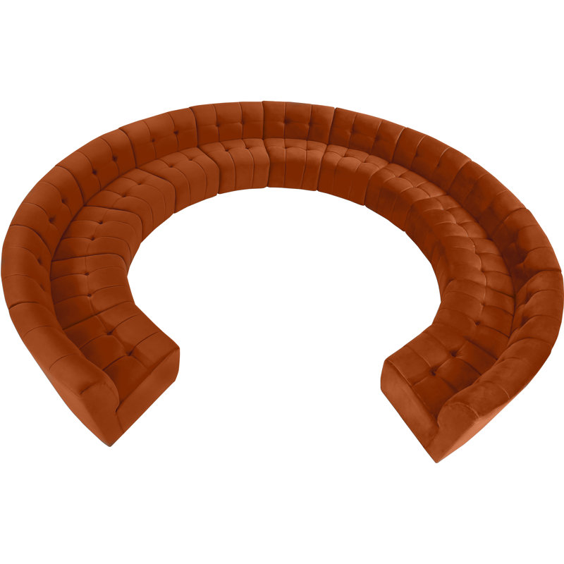 Jedson Velvet Sectional Symmetrical, Cognac Velvet