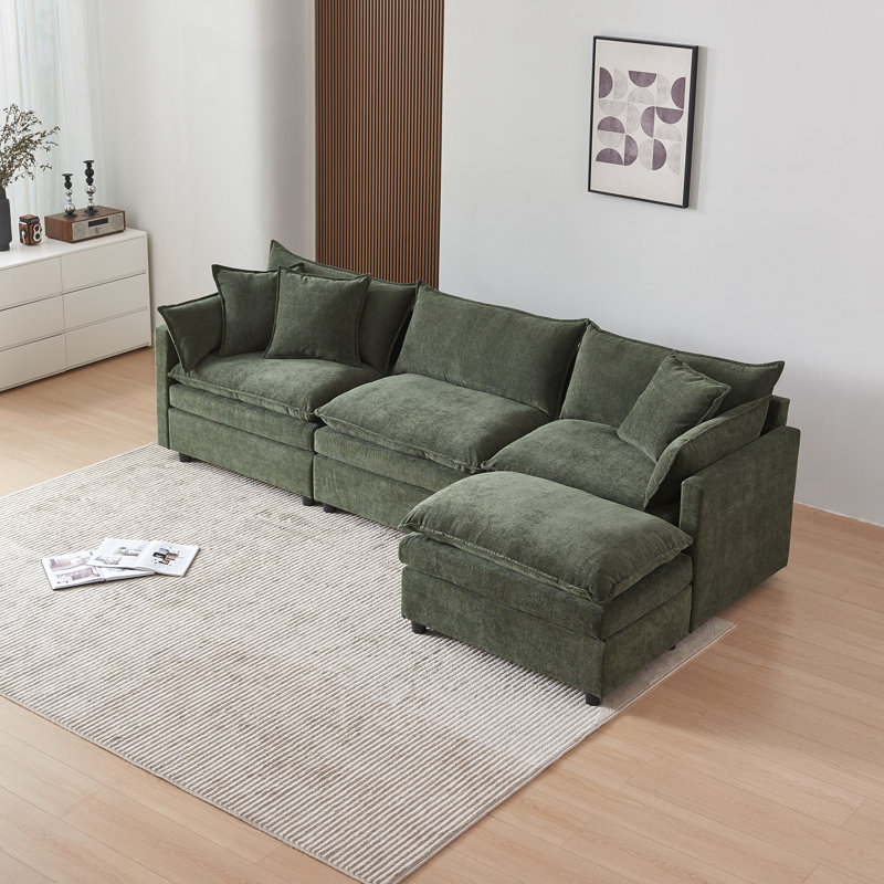 Modern 3 Seater Sectional Sofa With Ottoman