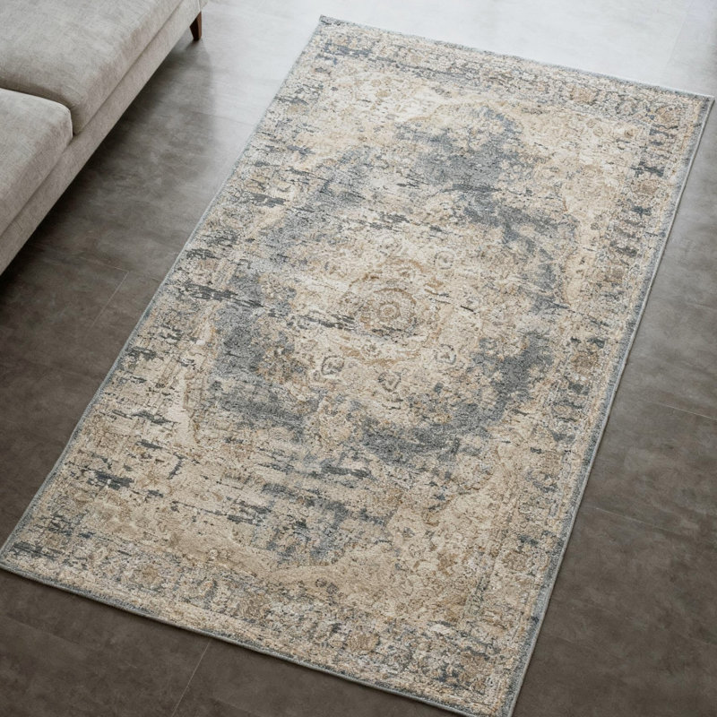 Tapis oriental bleu / brun clair, 8 pi x 10 pi