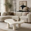 Table basse Cloud, table basse moderne en bois pour le salon, tables d'appoint avec 3 pieds, petites tables de thé pour le balcon, le patio, la chambre à coucher, blanc crème