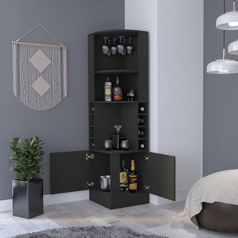 Armoire à 2 tablettes et 8 tablettes en noir tendance pour le divertissement et la décoration de la maison