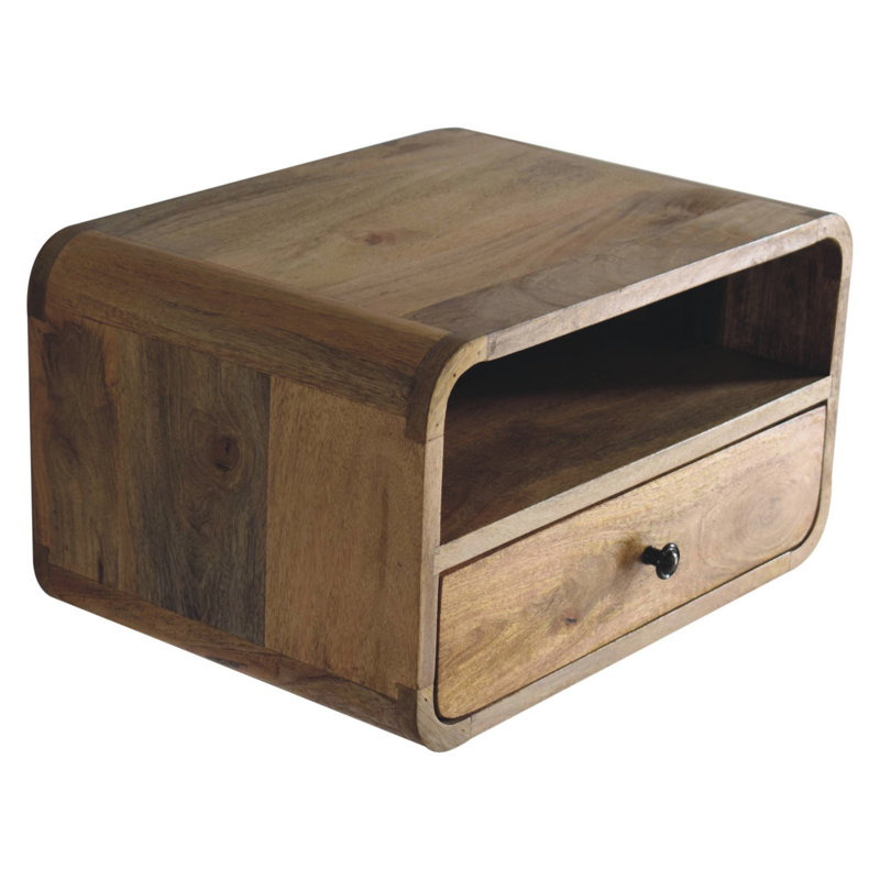 Knightdale 45cm W Solid Wood Bedside Table, Oak-Ish