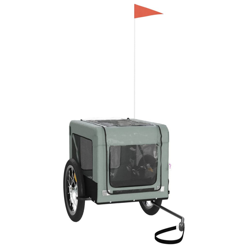 Gray and Black Oxford Fabric Pet Bike Cargo Trailer