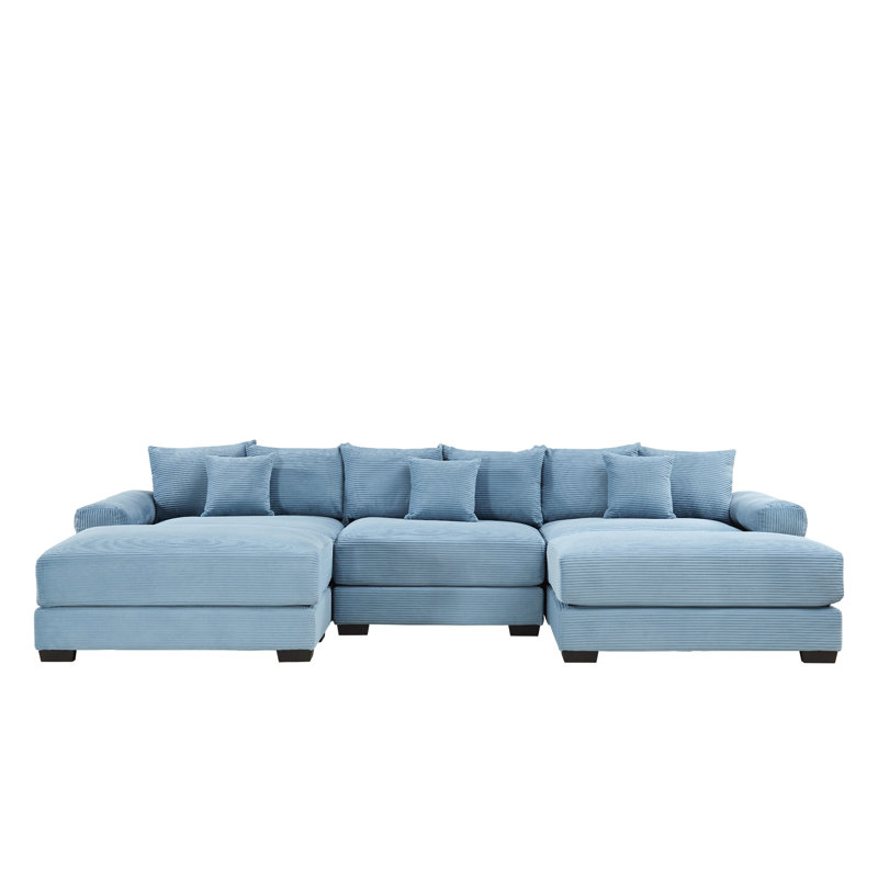 Canapé modulaire surdimensionné 130 po Cloud, Velours côtelé bleu