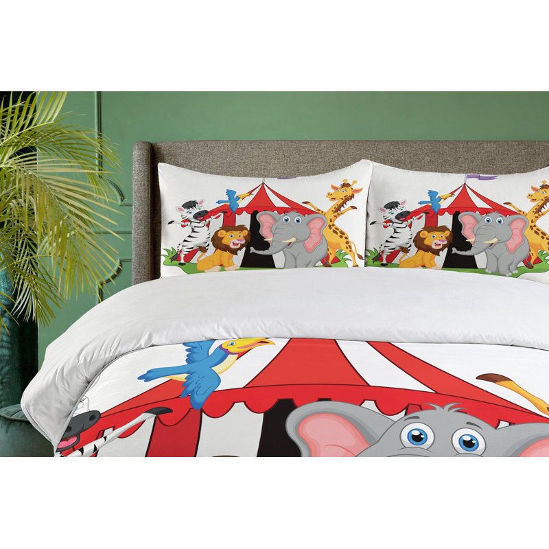 Ensemble de housse de couette en microfibre jaune / rouge / gris 3 pièces, Housse de couette grand et 2 taies décoratives