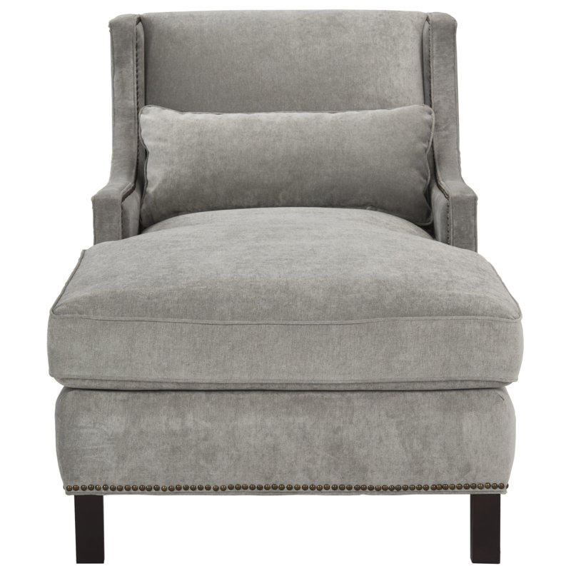 Chaise longue Higdon, Gris cendre velours