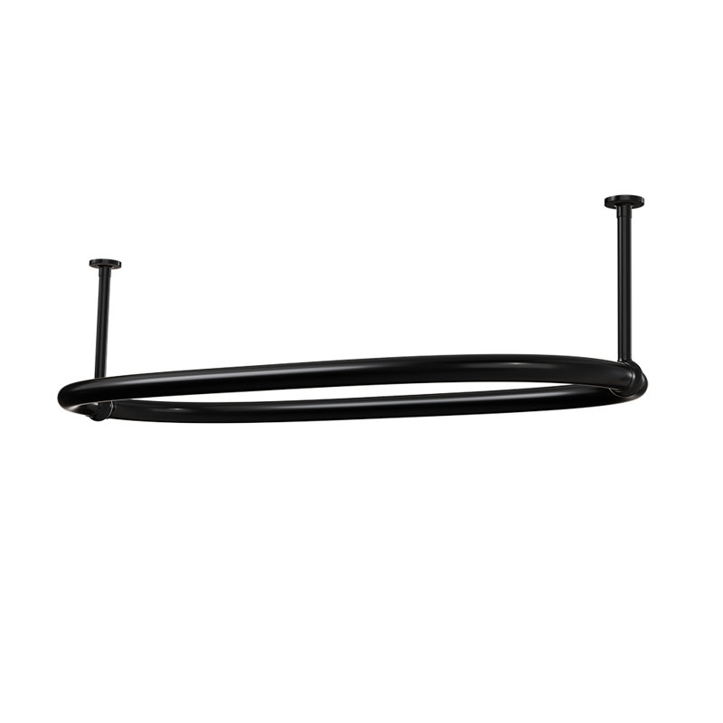 Aare 30cm Curved Fixed Shower Curtain Rail, Black