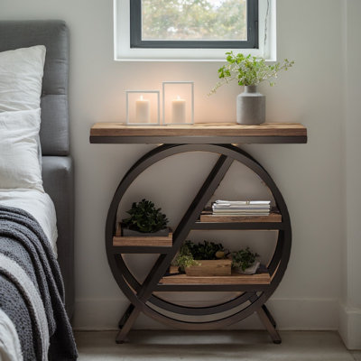 4-Tier Small End Table with Storage Shelves, Narrow Side Snack Accent Table for Living Room and Bedroom