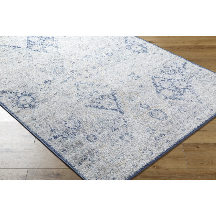 Jescenia Oriental Machine Woven Polypropylene Area Rug in Blue/Gray/Cream